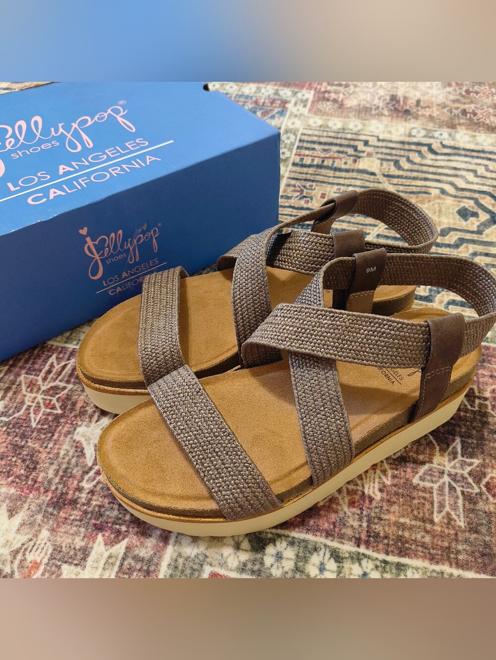 Jellypop Women's Elastic Strap Platform Sandals NEW WITH BOX